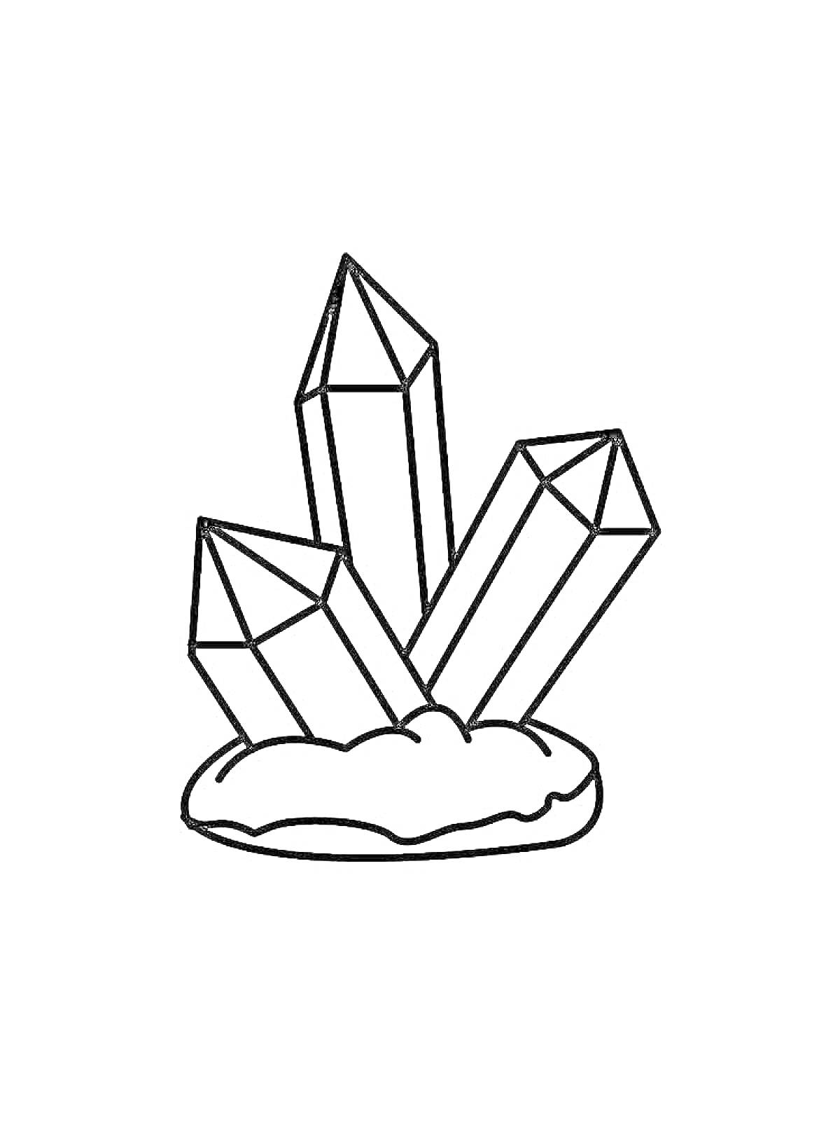 Раскраска Три кристалла на куске породы