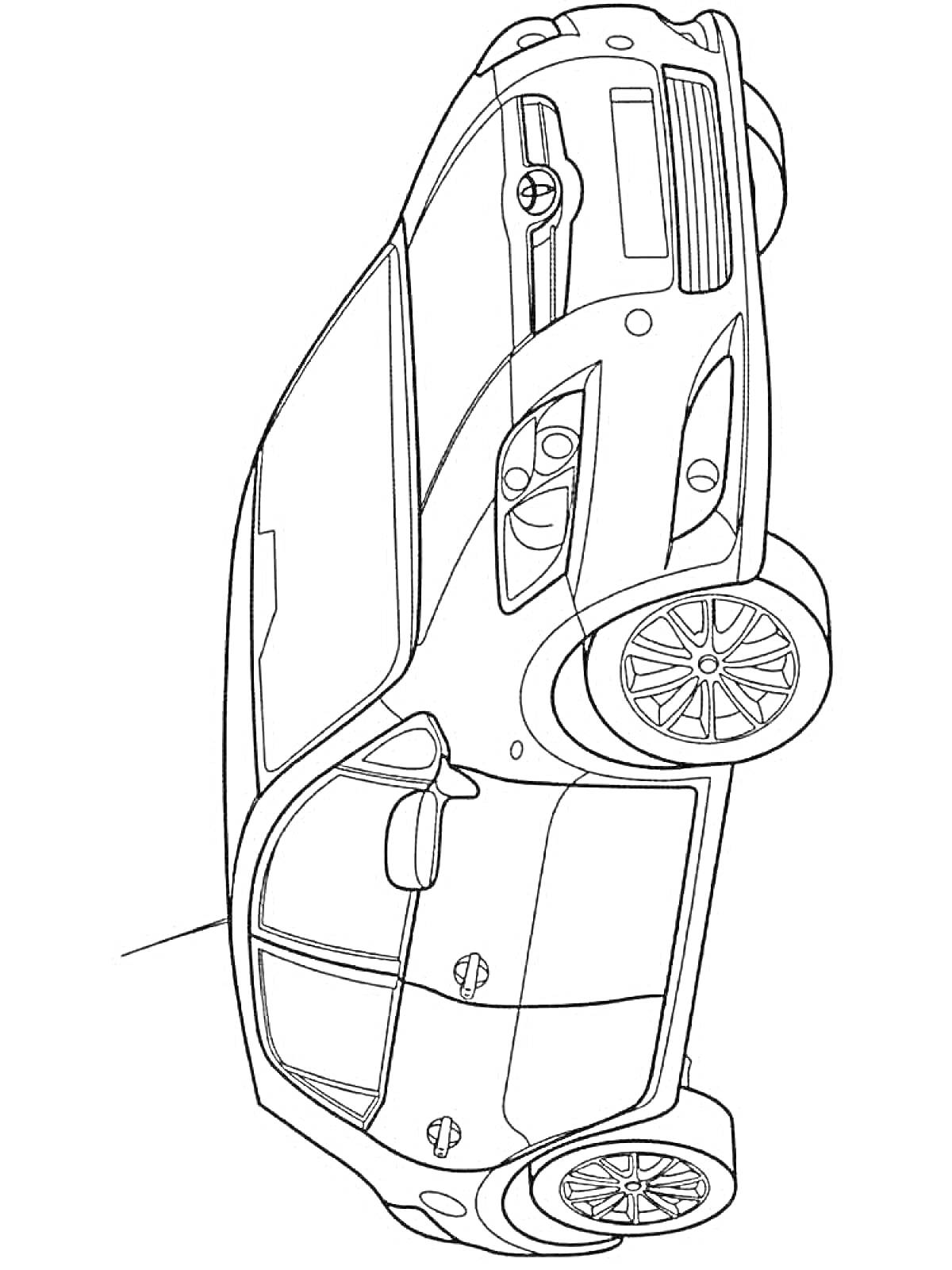 Раскраска Легковой автомобиль с двумя дверями, боковой вид