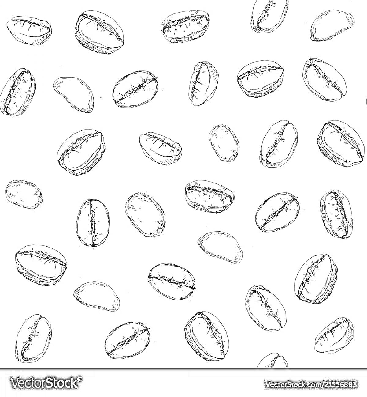 На раскраске изображено: Кофейные зёрна, Кофе, Паттерн, Зернышки, Фон