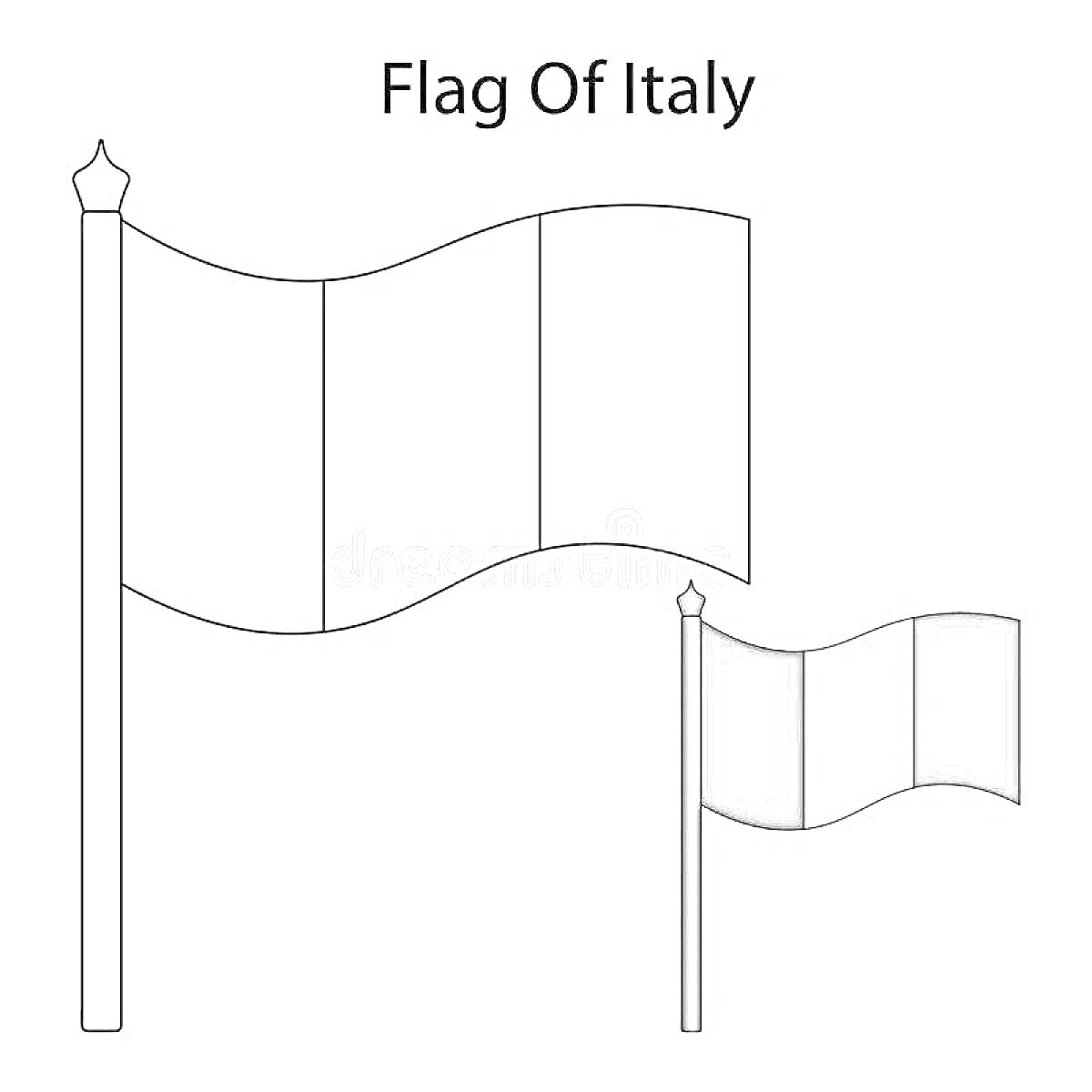 На раскраске изображено: Флаг, Италия, Флагшток, Триколор