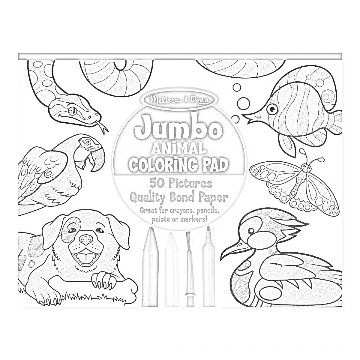 Раскраска Jumbo Animal Coloring Pad - 50 Pictures, Quality Bond Paper