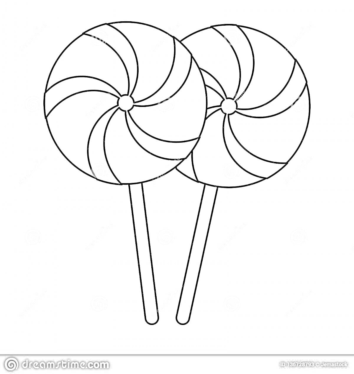 На раскраске изображено: Леденцы, Палочка, Завитки, Сладости, Еда, Конфеты