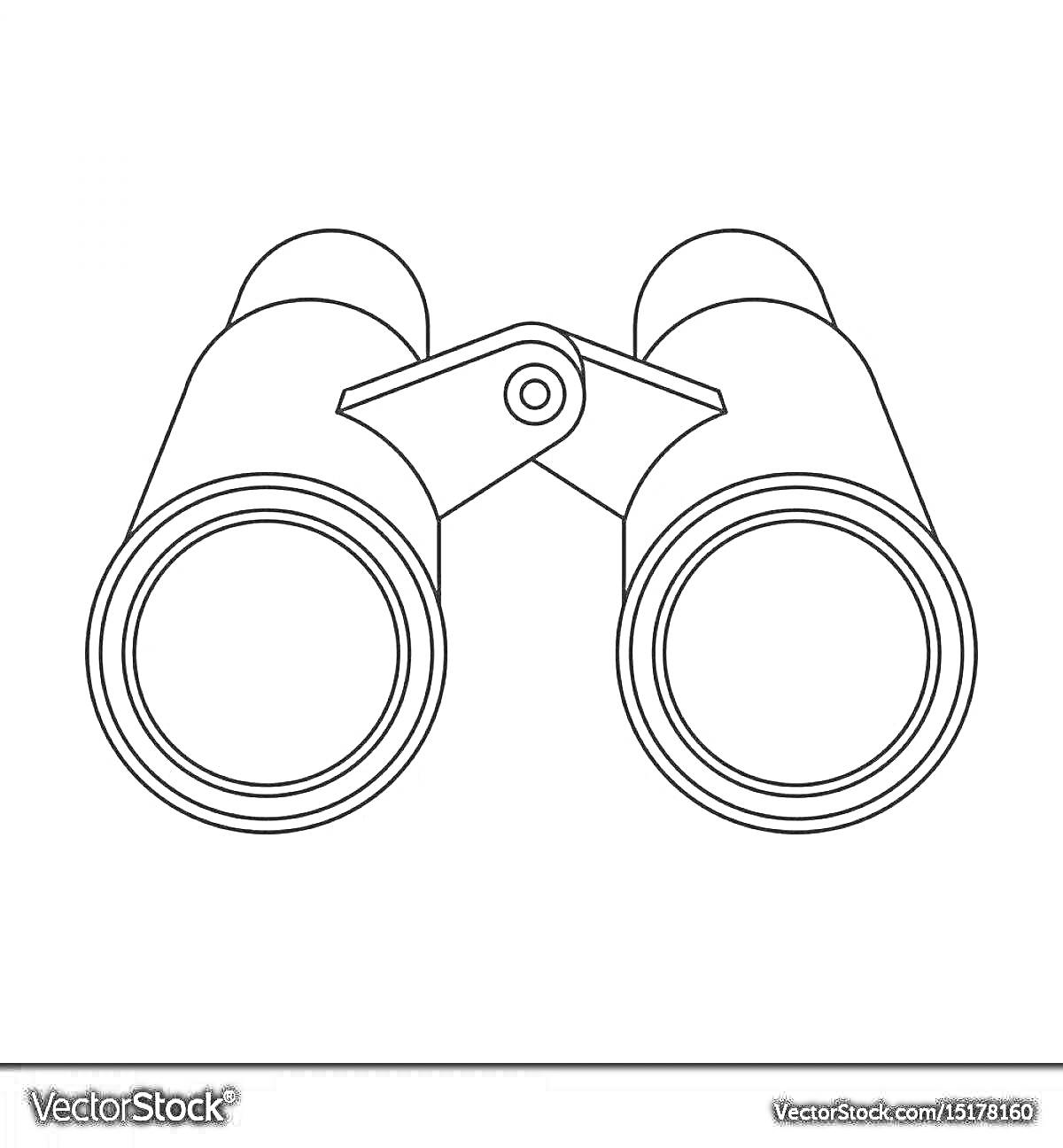 Раскраска Бинокль с двумя линзами и центральным шарниром