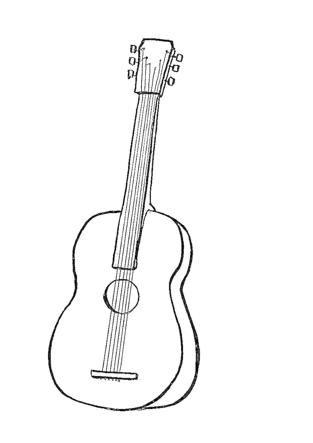 На раскраске изображено: Гитара, Струны, Акустическая гитара, Музыкальные инструменты