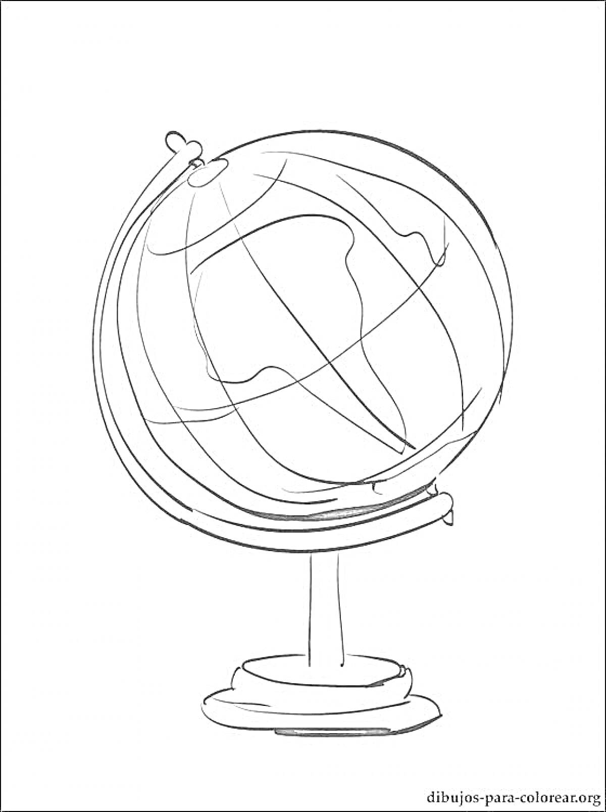 Раскраска Глобус с подставкой и меридианами для раскрашивания