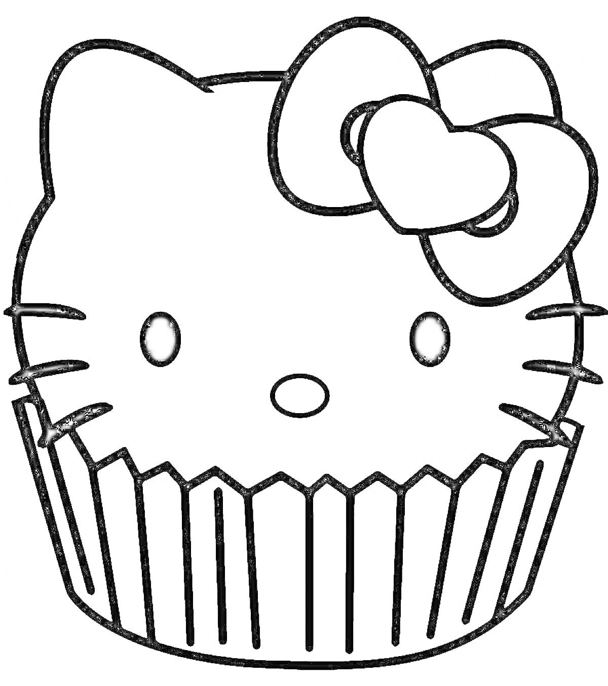 Раскраска котенок с бантиком в форме кекса