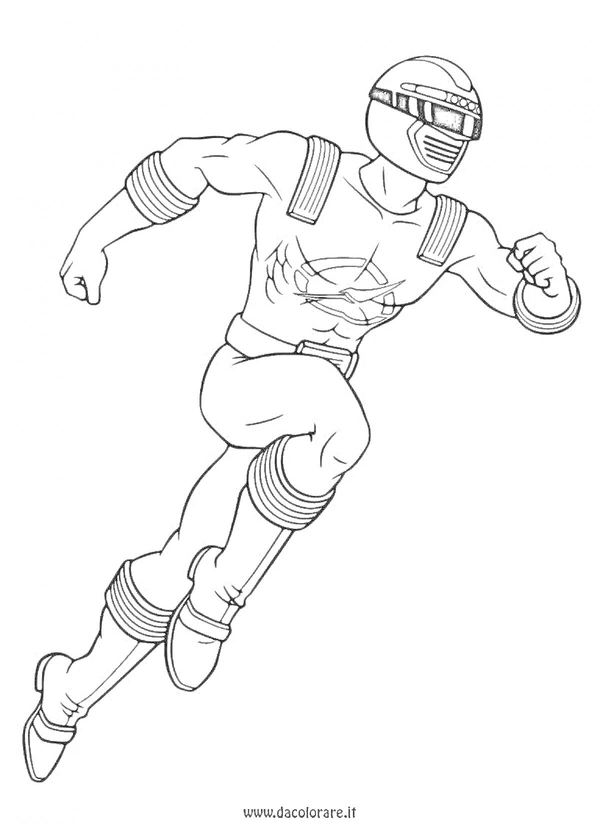 Раскраска Рейнджер в прыжке с шлемом и защитной экипировкой