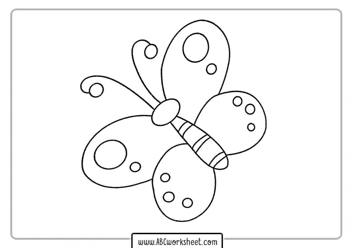 На раскраске изображено: Бабочка, Узоры, Крылья, Антенны, Круги, Детский сад, Младшая группа, Для детей