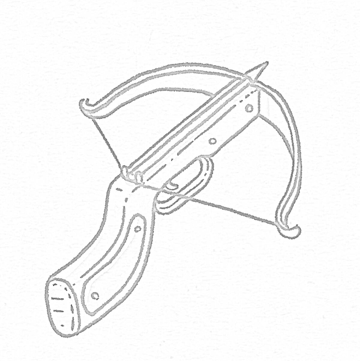 Арбалет с деревянной рукояткой и металлическими элементами