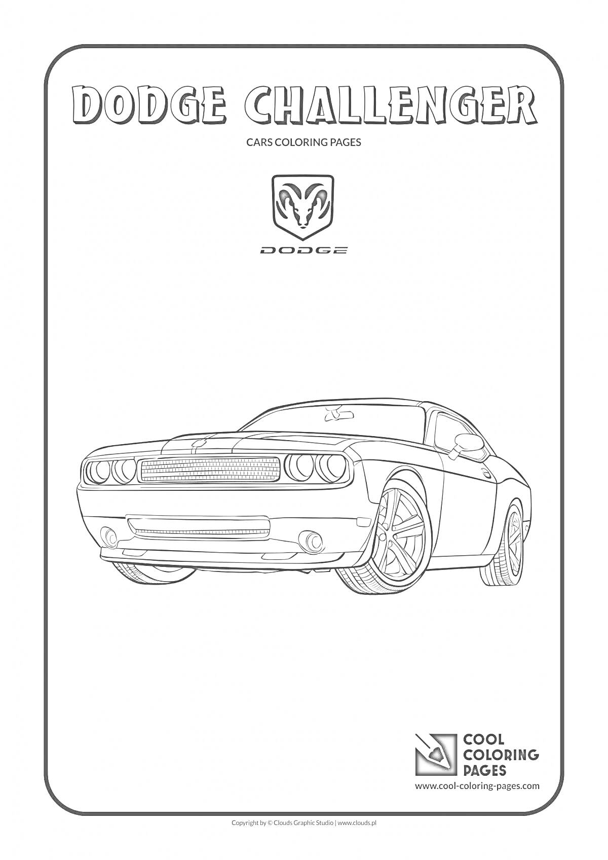 Раскраска Dodge Challenger с логотипами