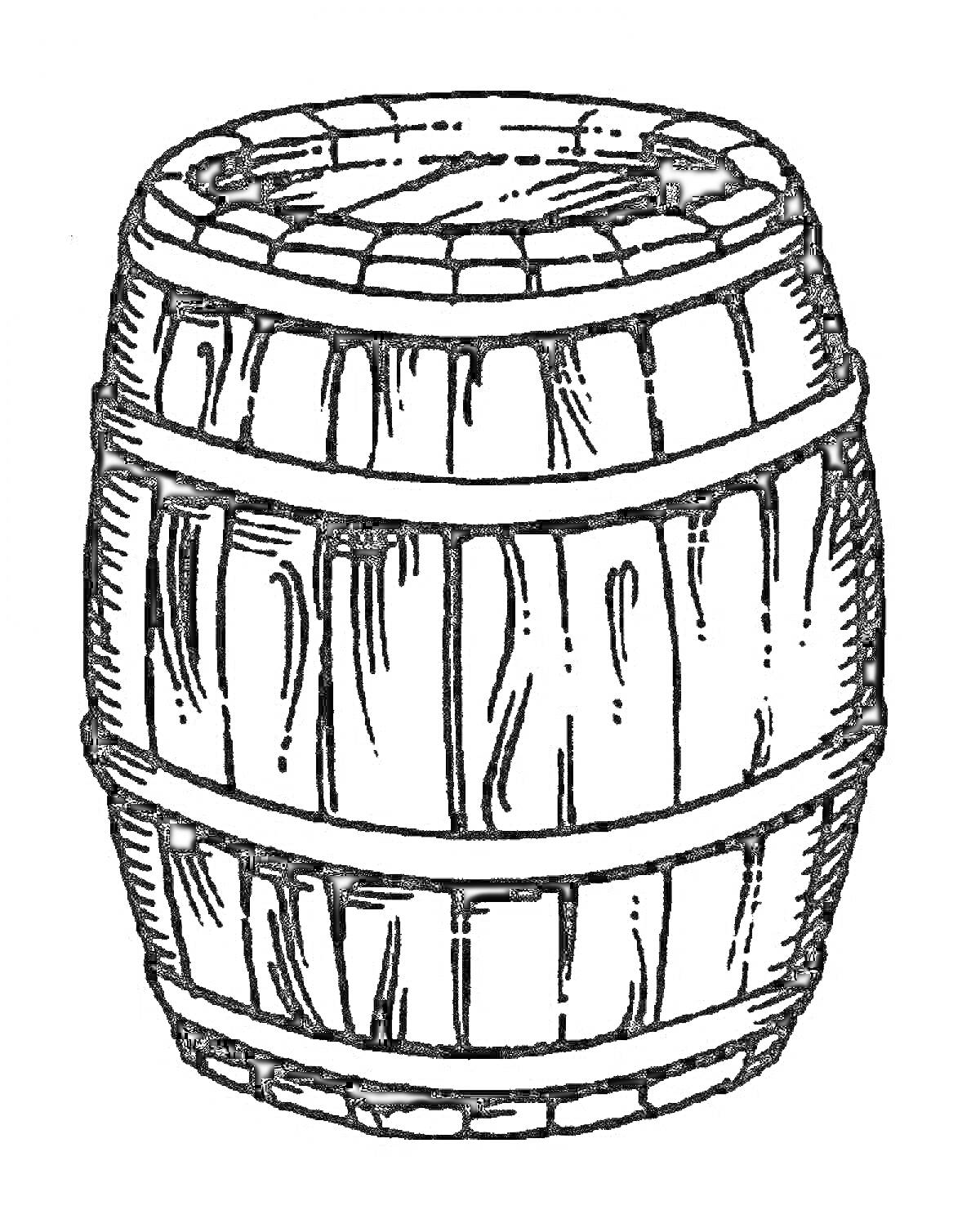 Раскраска Кадка с деревянными планками и обручами