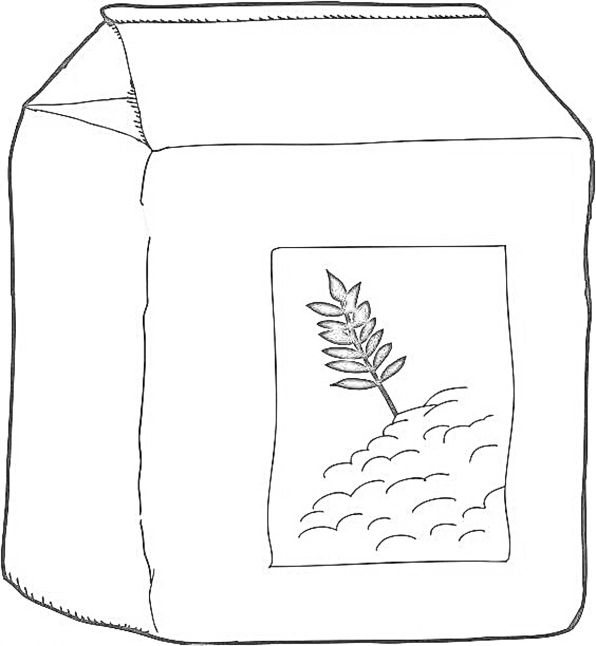 Раскраска Упаковка муки с рисунком колоса на фоне горки муки