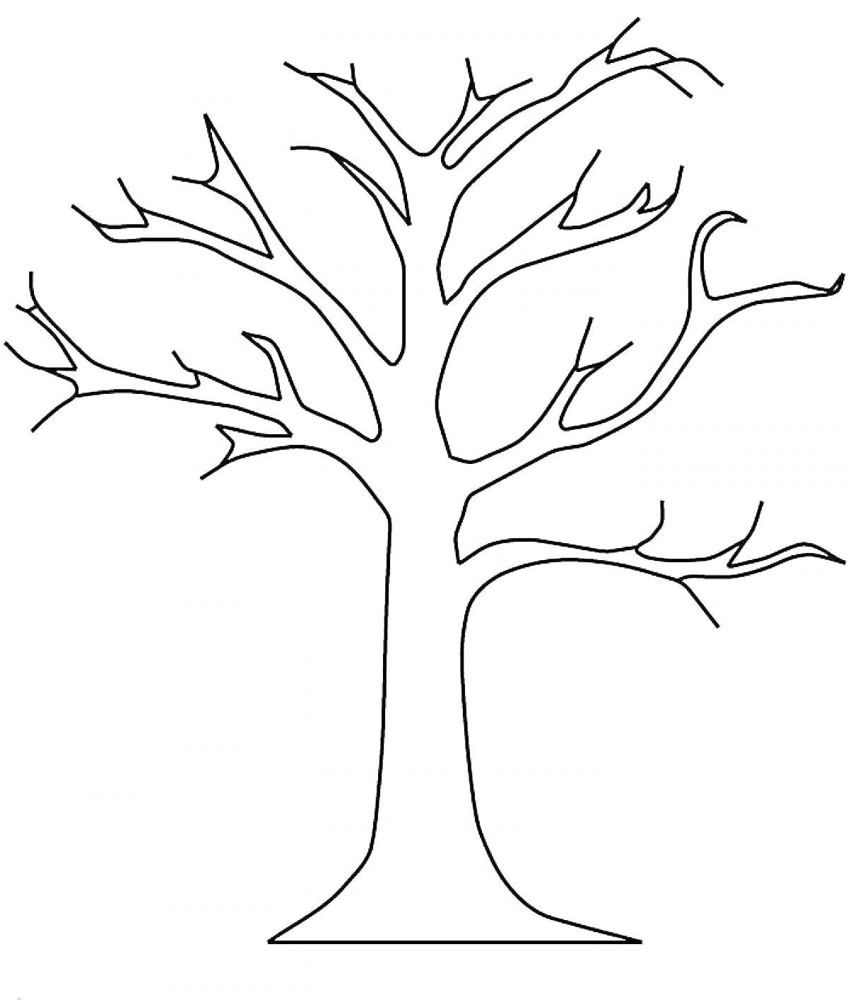 РаскраскаДерево без листьев, контурное изображение
