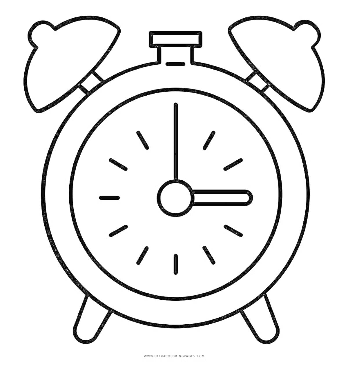 На раскраске изображено: Будильник, Часы, Циферблат, Стрелки, Для детей, Время