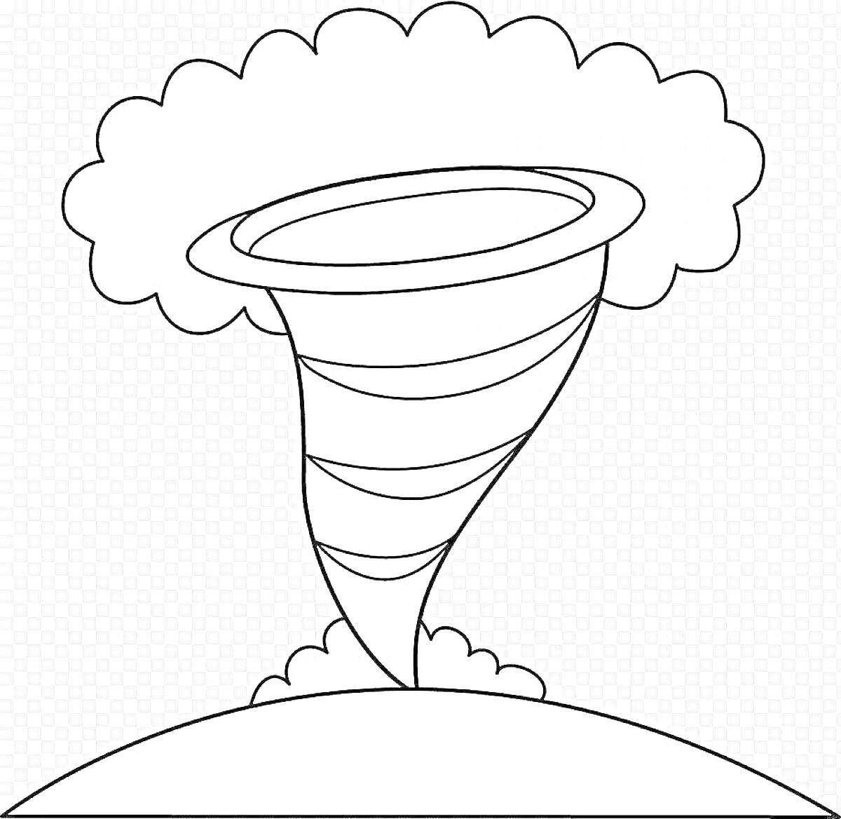 Раскраска Ураган с облаком, вихрем и горизонтом