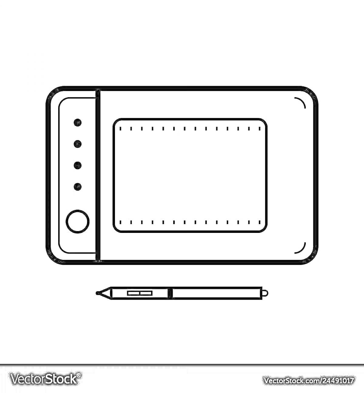 Раскраска Графический планшет для рисования с ручкой и кнопками управления