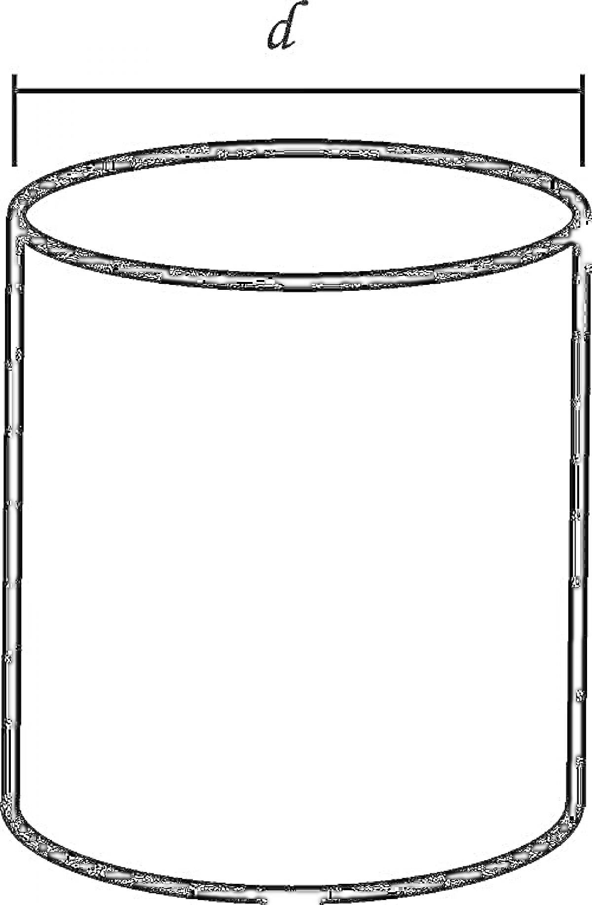Раскраска Цилиндр с обозначением диаметра