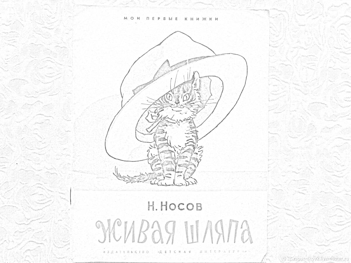 На раскраске изображено: Книга, Обложка, Шляпа, Николай Носов