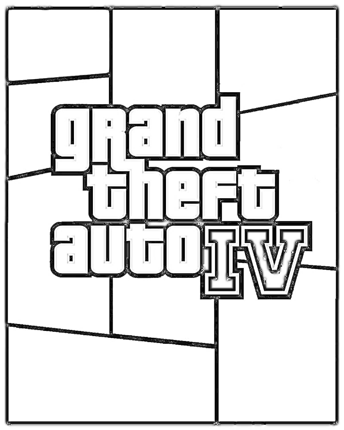 Раскраска Логотип Grand Theft Auto IV на абстрактном фоне