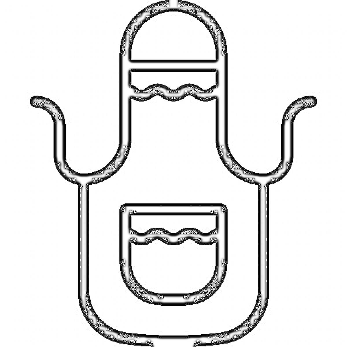 Раскраска Фартук с карманом и волнистым узором