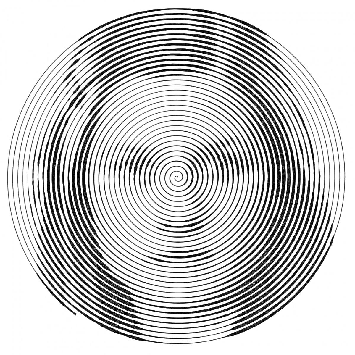 Раскраска Спиральный узор с изображением лица внутри кругов