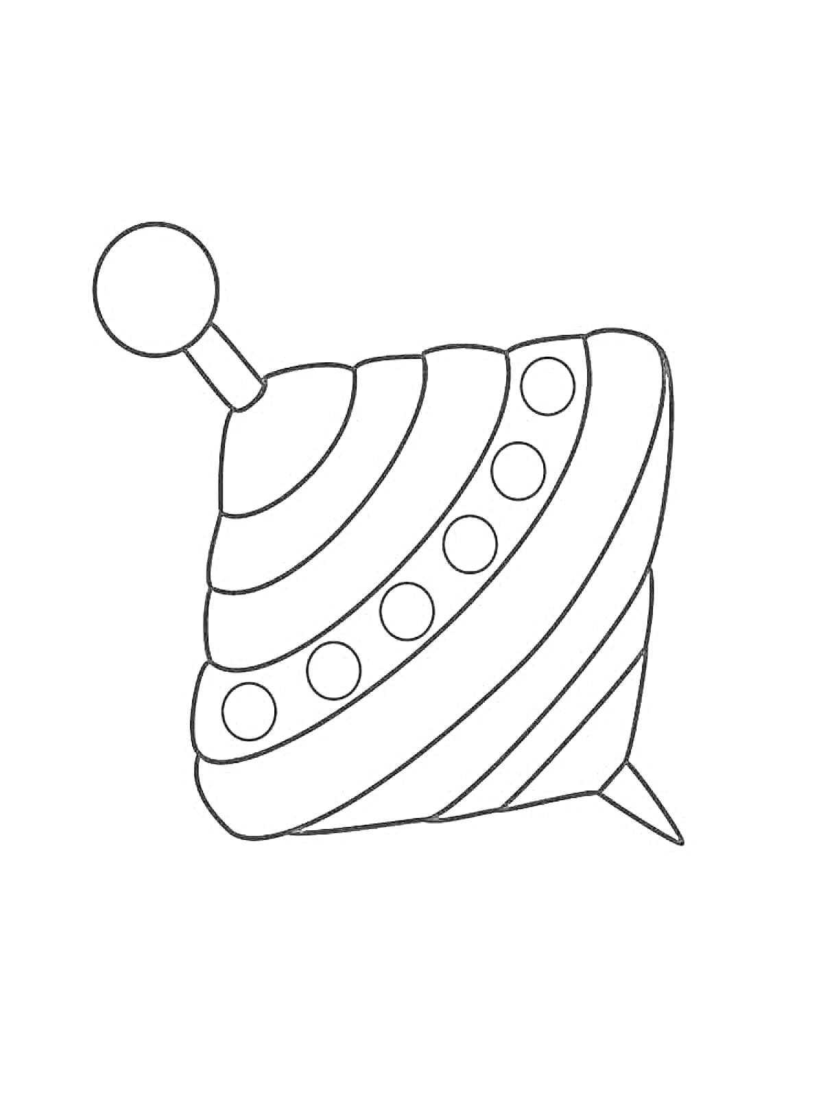 Раскраска Юла с полосками и точками