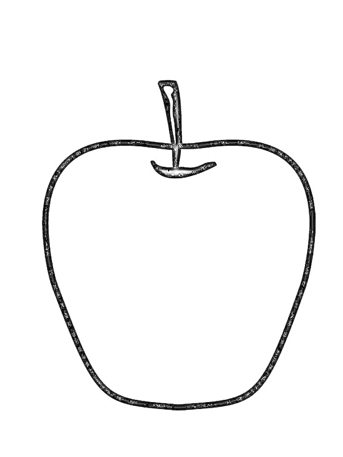 Раскраска Раскраска с одним яблоком и черенком для детей