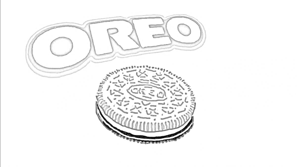 На раскраске изображено: Oreo, Печенье, Еда, Сладости, Десерты, Логотипы