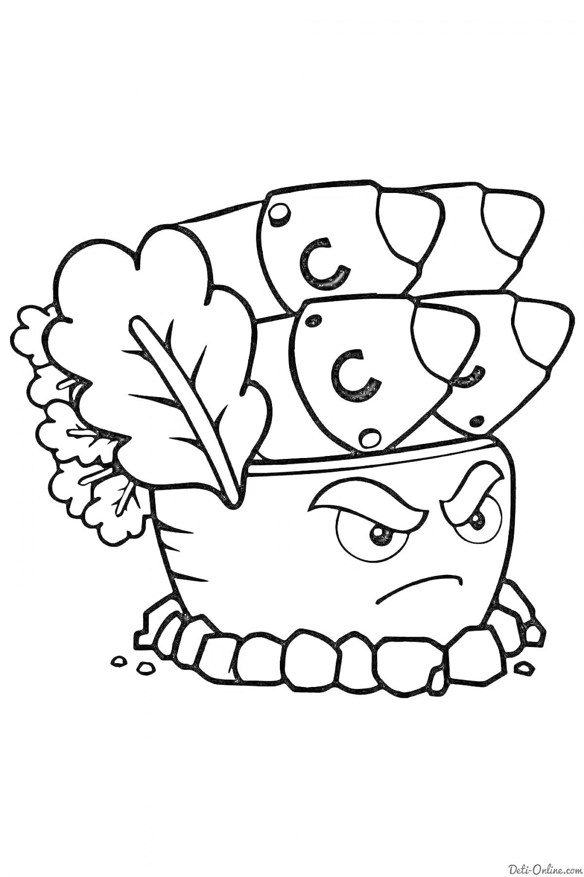 РаскраскаРастение с противотанковыми минами из Plants vs. Zombies 2