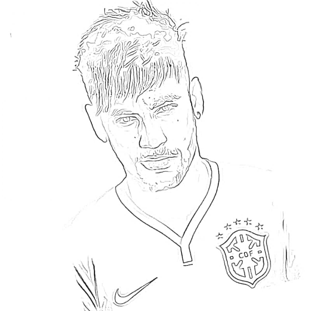 Раскраска Портрет футболиста в форме с эмблемой и логотипом