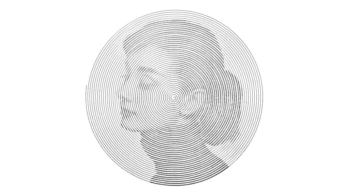 Раскраска Спиральное изображение портрета женщины в профиль, выполненное в технике Spiral Betty