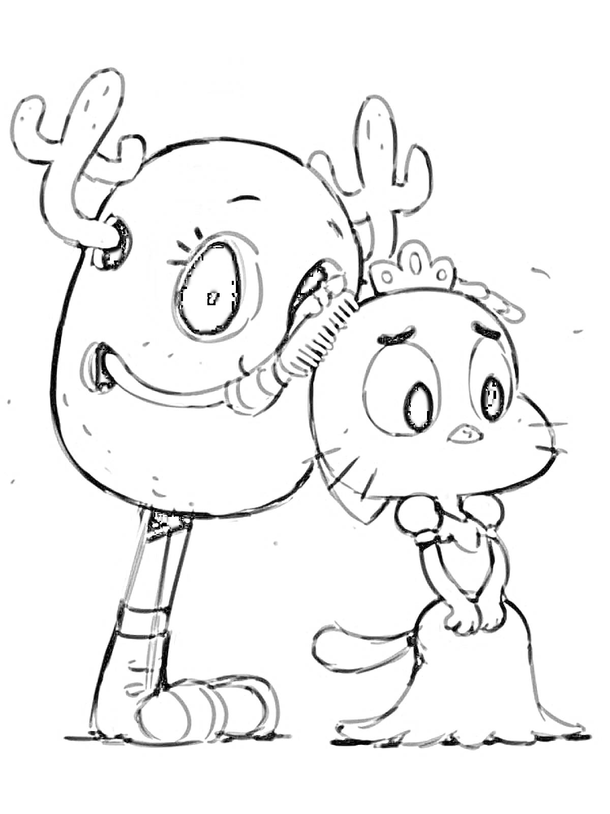 Гамбол с очередью в костюме оленя и подругой в платье