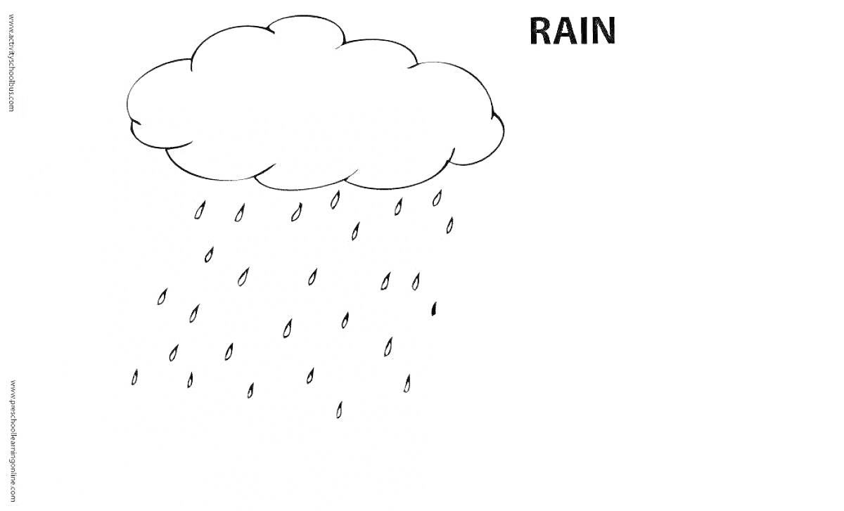 На раскраске изображено: Дождь, Осадки, Небо, Природа, Капли, Погода