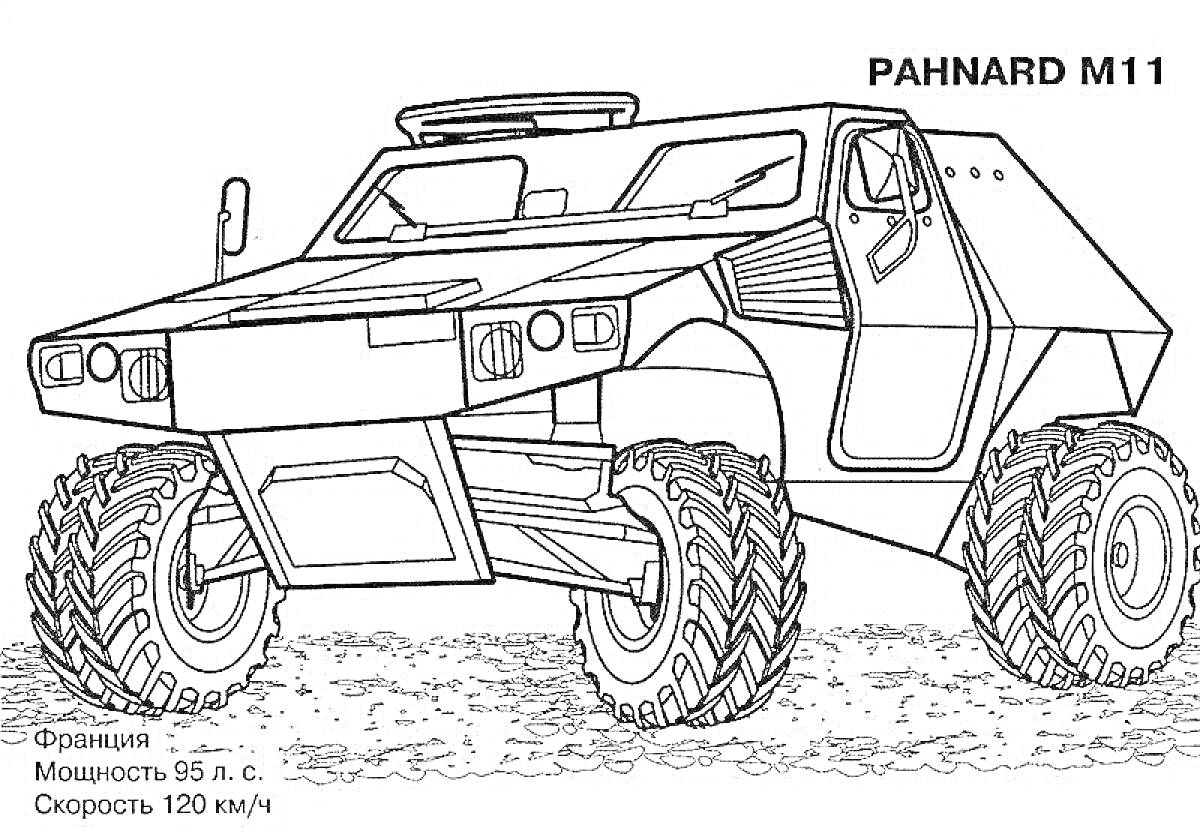  Военный джип Panhard M11 с мощностью 95 л.с. и скоростью 120 км/ч, Франция