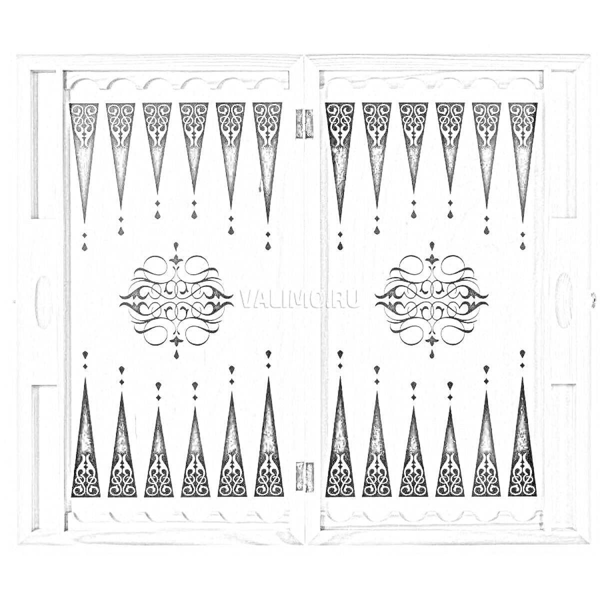 Доска для нард с узорами и треугольниками