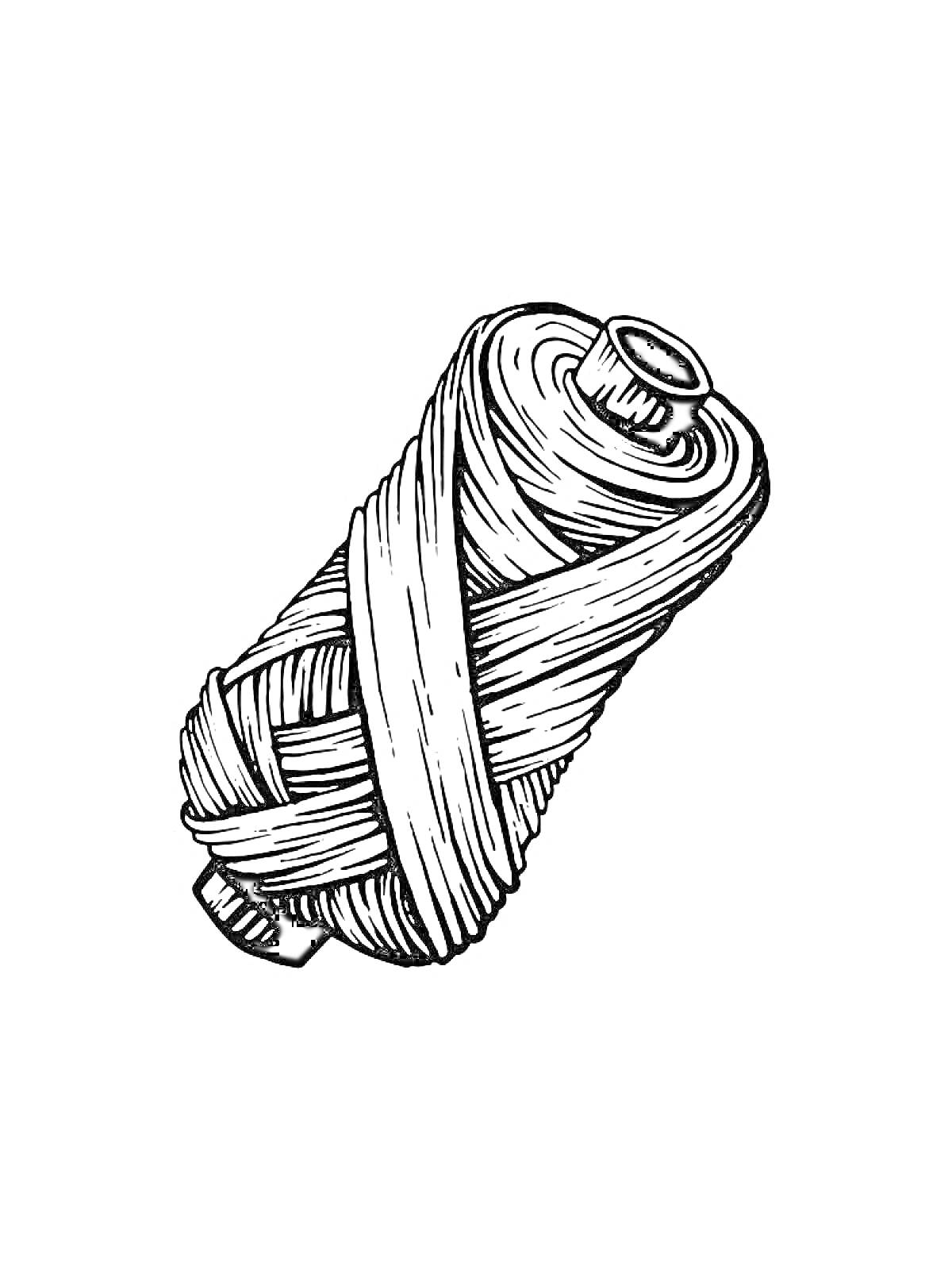 Раскраска Катушка ниток с намотанной нитью