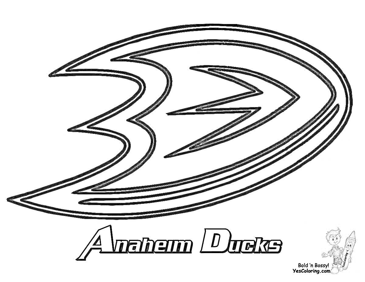 Раскраска Логотип Anaheim Ducks с текстом 