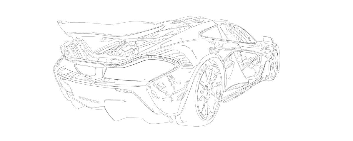 Раскраска Раскраска кибер трака с детализированным задним видом