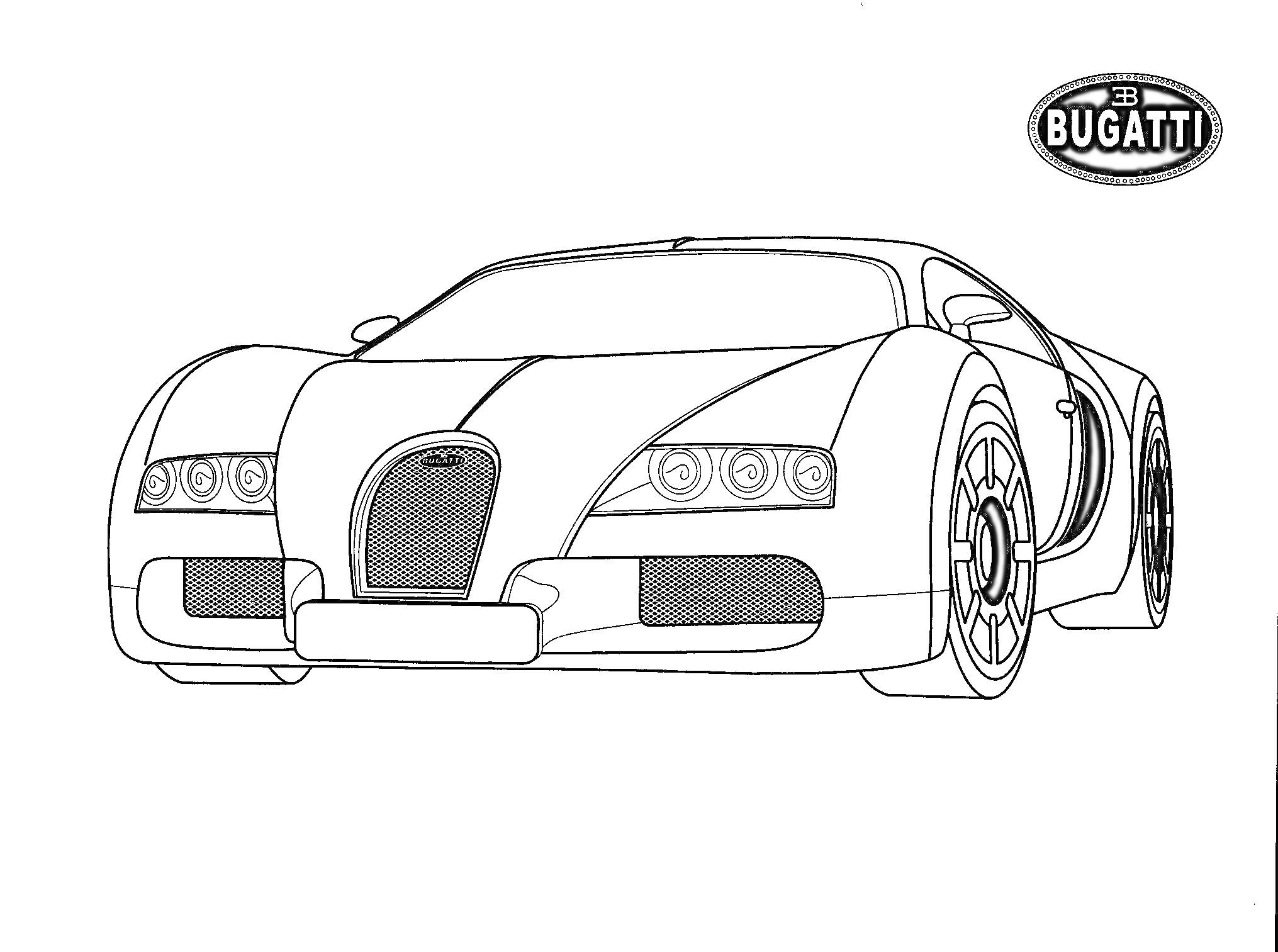 На раскраске изображено: Bugatti, Суперкар, Спорткар, Транспорт, Авто, Контурные рисунки, Логотипы