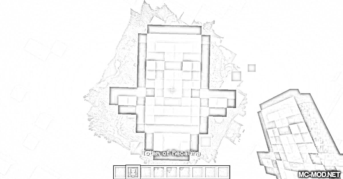 Раскраска Тотем бессмертия из игры Майнкрафт на фоне игрового мира
