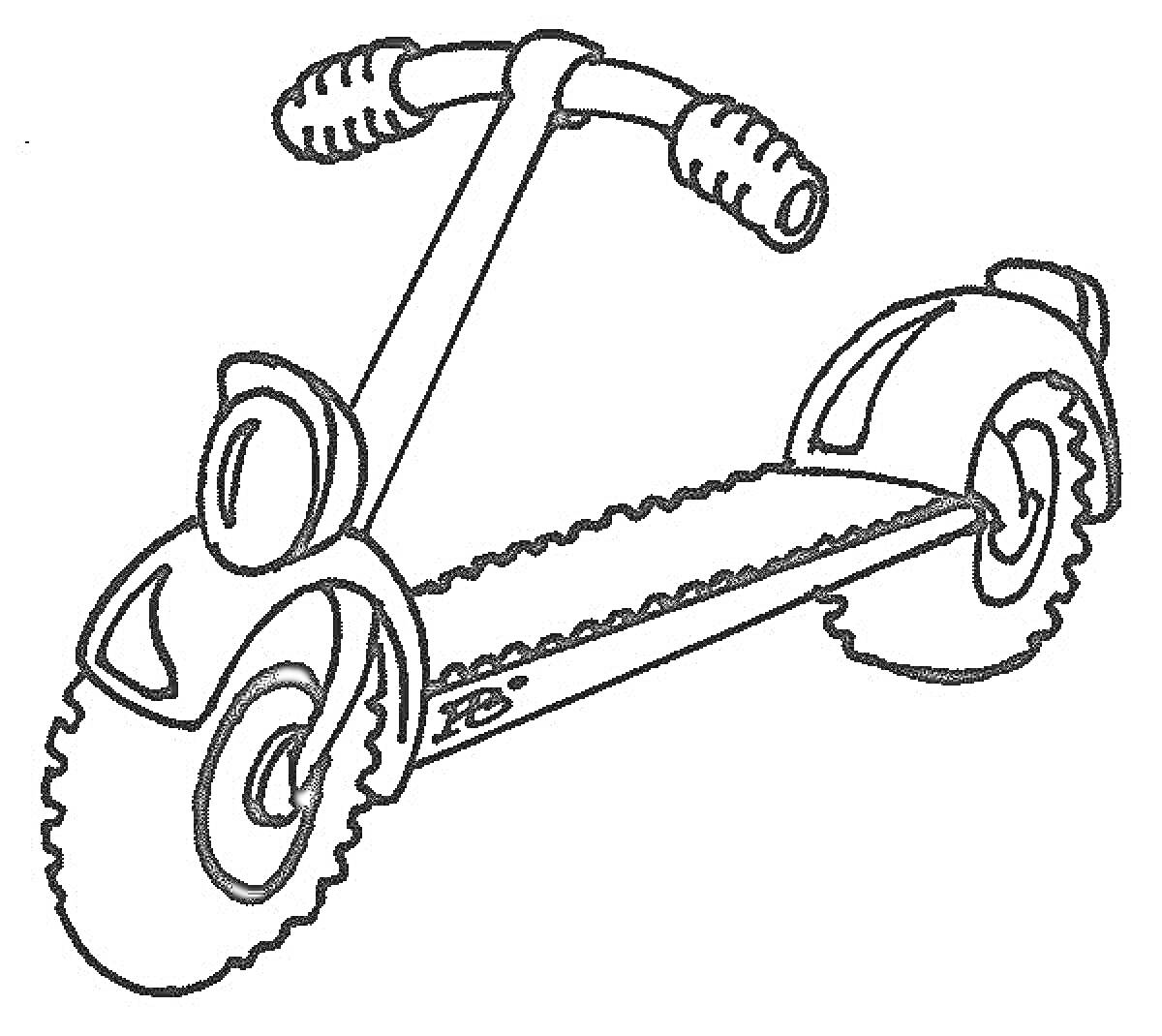 Раскраска Самокат с большими колёсами, ручками и подножкой