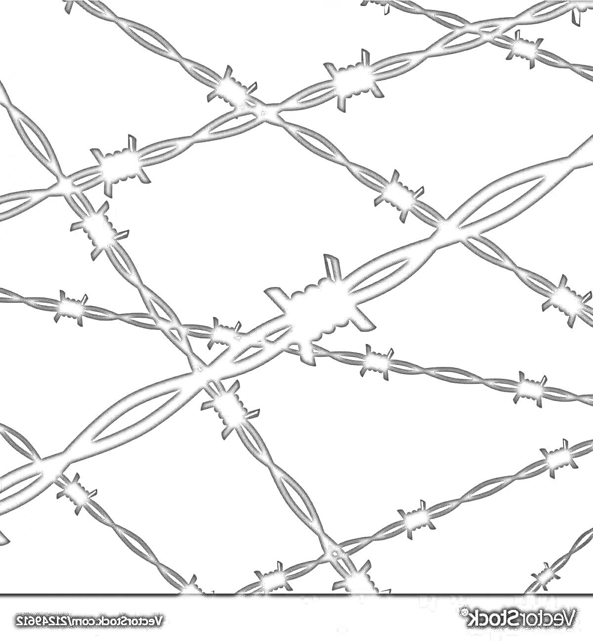 Колючая проволока, пересекающаяся в разных направлениях, черная, на белом фоне
