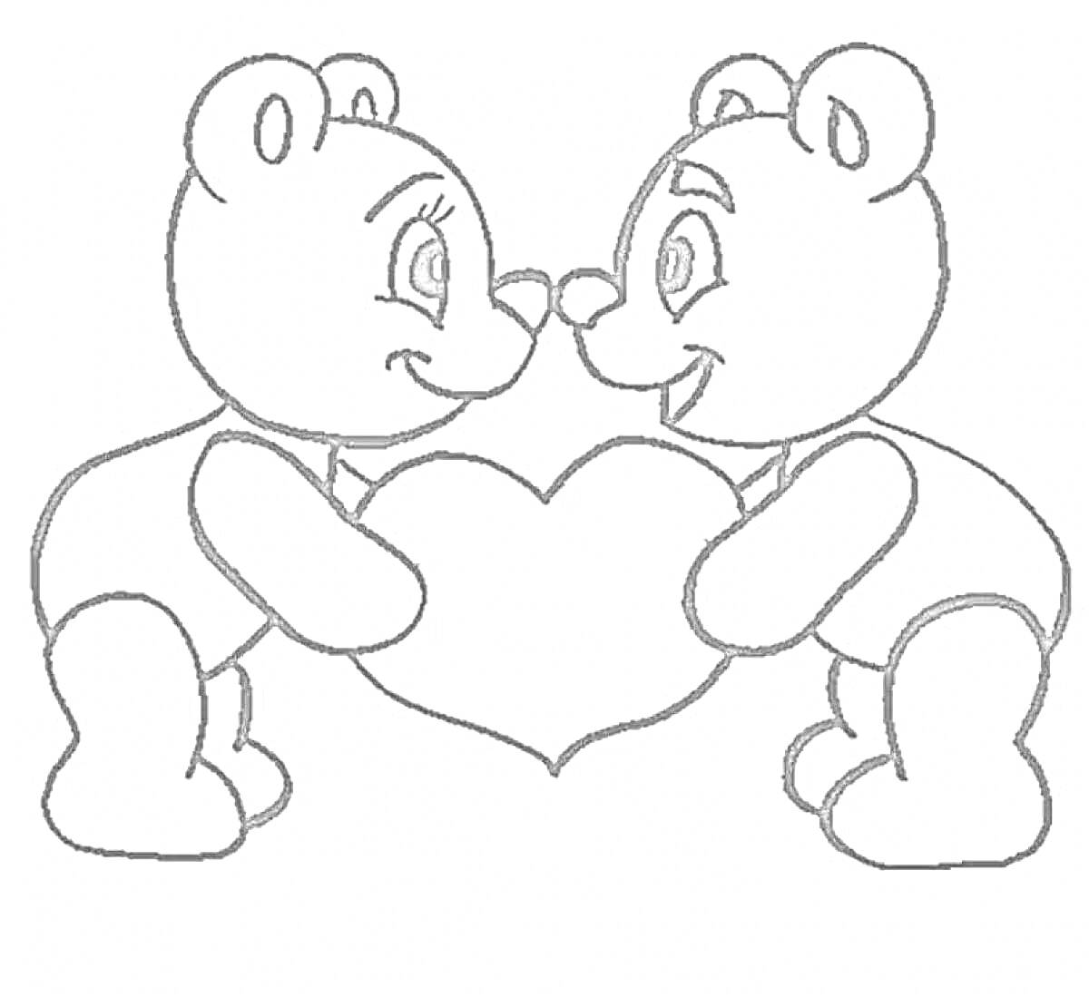 Раскраска Два медведя, держащие сердце