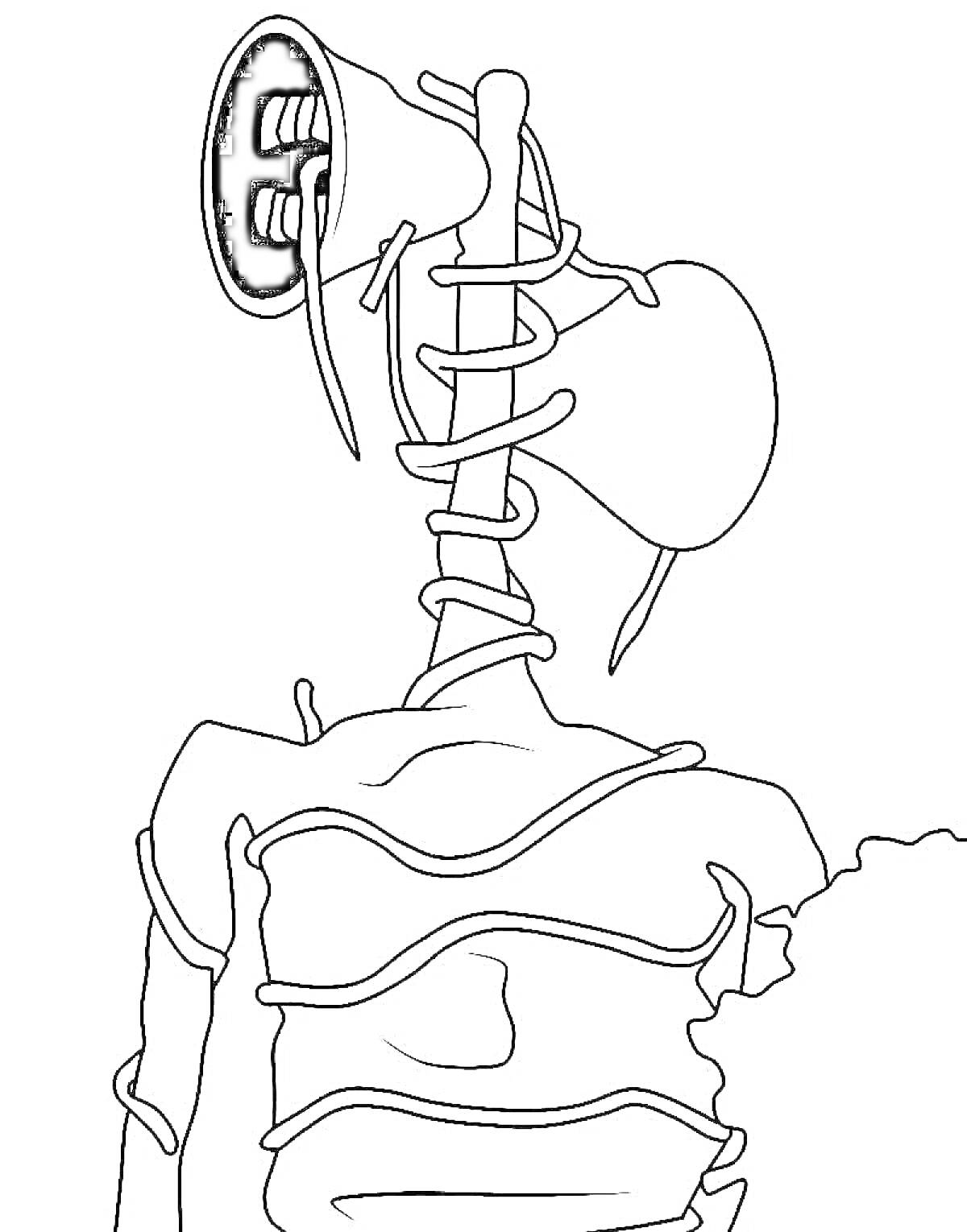 Раскраска Сиреноголовый с сиренами вместо головы и позвоночником