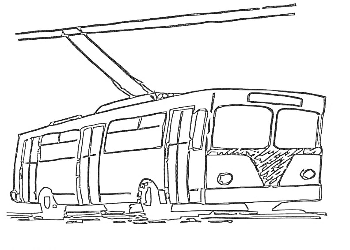 Раскраска Троллейбус с проводами