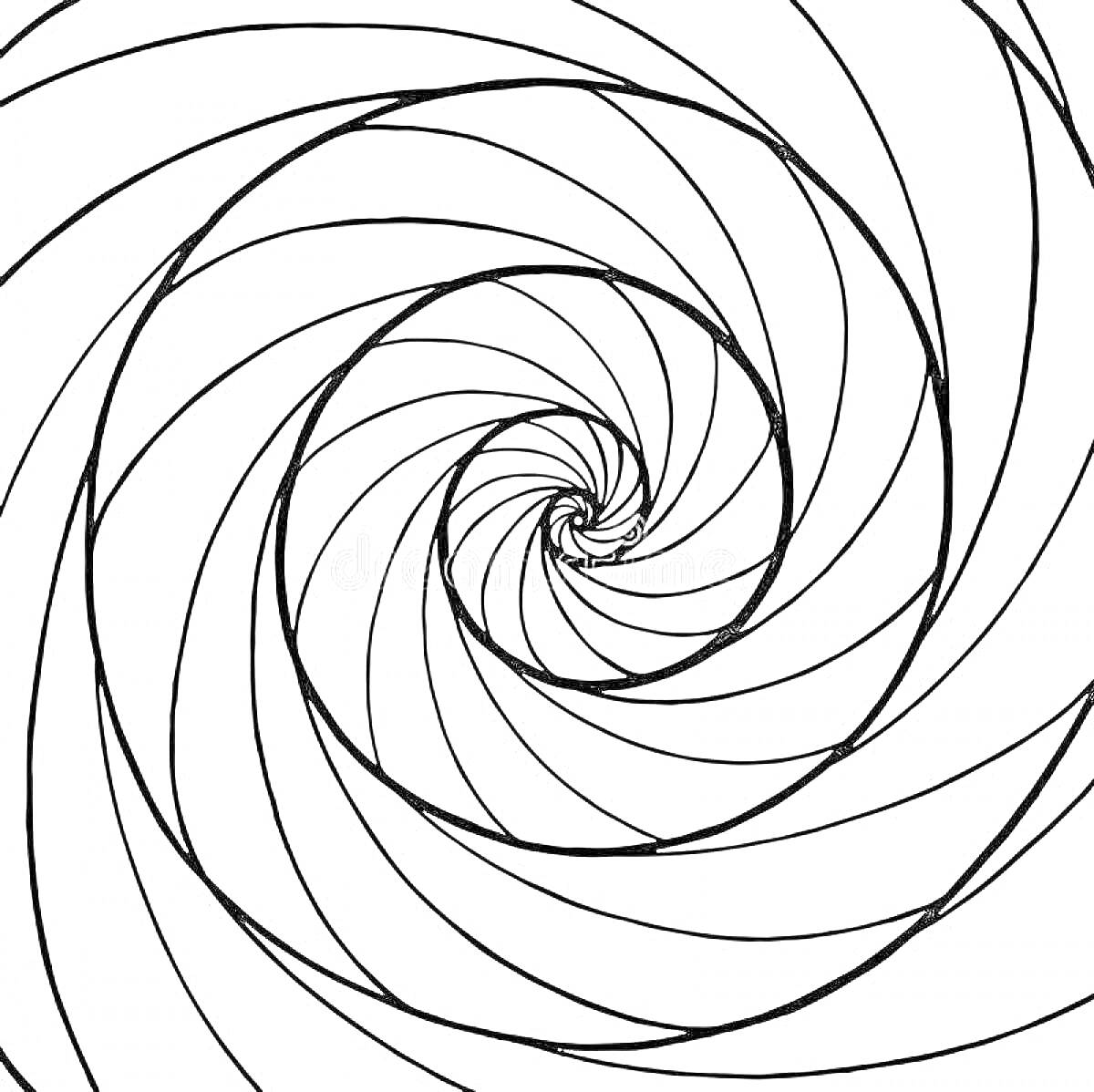 Раскраска Спираль узор чёрно-белый