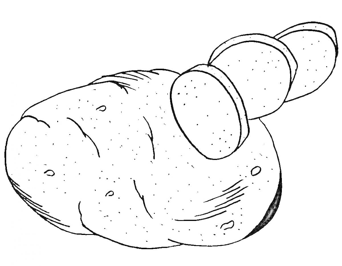 Раскраска Целая и нарезанная картошка