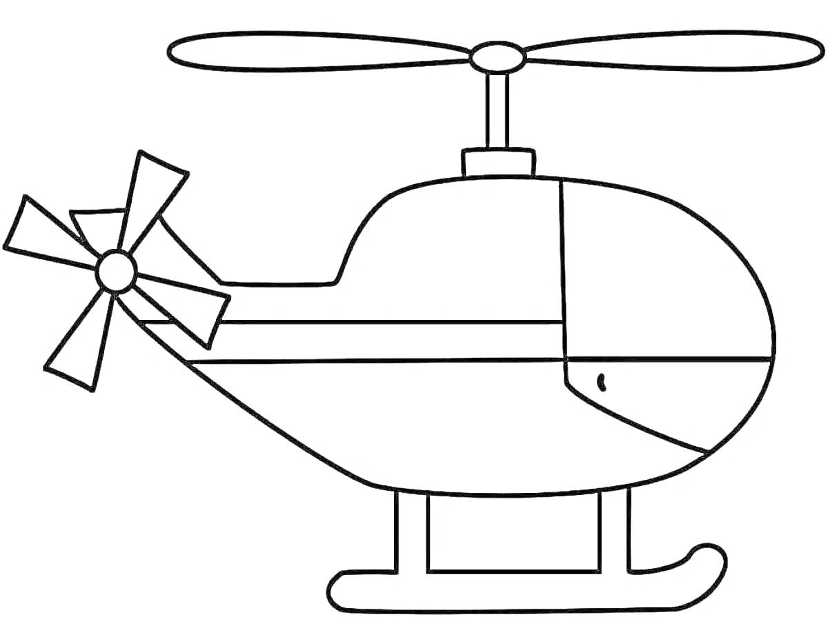 Раскраска Вертолёт с одним основным и одним хвостовым винтом