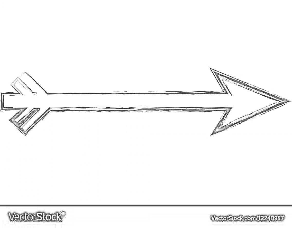 Раскраска Черно-белая раскраска с изображением стрелы с наконечником и оперением