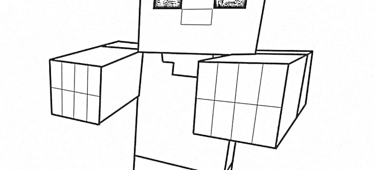 На раскраске изображено: Зомби, Minecraft, Пиксельный стиль, Вытянутые руки, Квадратная голова